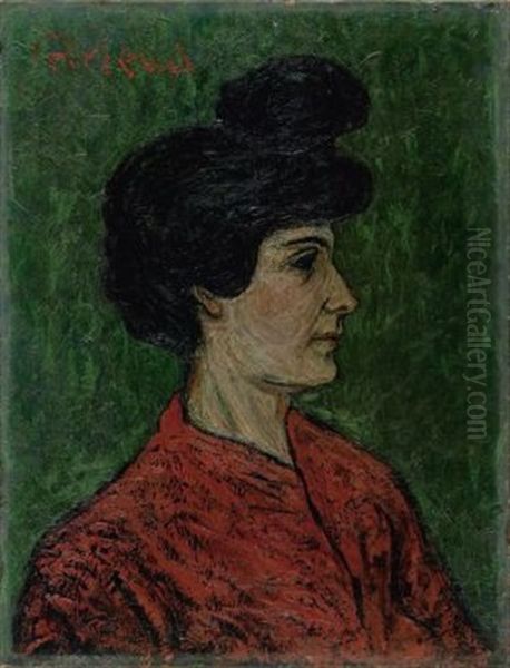 Portrait Augusta Girieud En Rouge Oil Painting by Pierre Paul Girieud