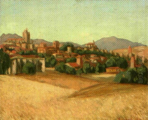 Avila, La Cathedrale Et La Sierra Oil Painting by Pierre Paul Girieud