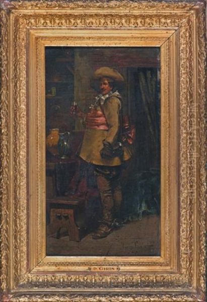 Gentilhomme Au Verre Oil Painting by David Eugene Girin