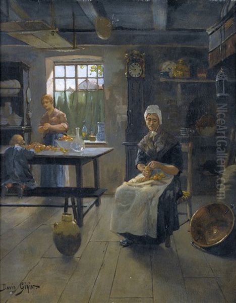 Kucheninterieur Mit Bediensteten Bei Der Rustarbeit Oil Painting by David Eugene Girin