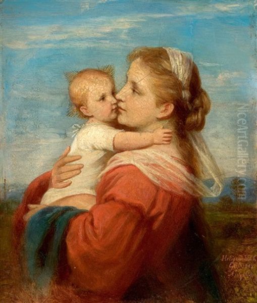 Mary With Child Oil Painting by Helisena Girl