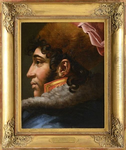 Portrait De Joachim Murat De Profil Oil Painting by Anne-Louis Girodet de Roucy-Trioson