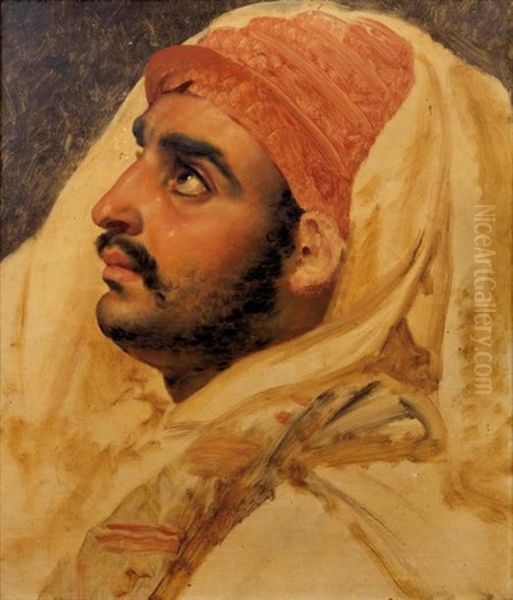 Tete D'etude Pour Un Oriental (study) Oil Painting by Anne-Louis Girodet de Roucy-Trioson