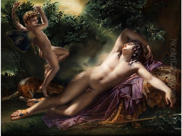 Der Schlafende Endymion (painted By Mme. Bougois) Oil Painting by Anne-Louis Girodet de Roucy-Trioson