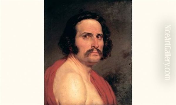 Portait D'homme A La Tunique Rouge Oil Painting by Anne-Louis Girodet de Roucy-Trioson