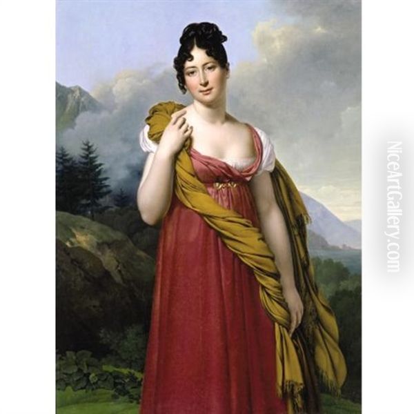 Portrait Of Laetitia Boyer, Marquise De Lagrange Oil Painting by Anne-Louis Girodet de Roucy-Trioson