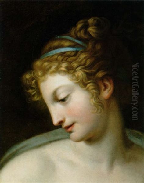 Bildnis Einer Dame Im Profil Oil Painting by Anne-Louis Girodet de Roucy-Trioson