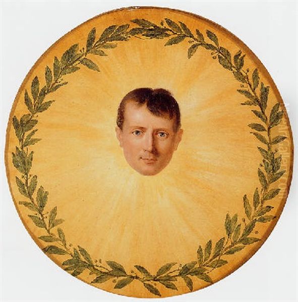 Head Of Napoleon Surrounded By Rays Of Light And A Laurel Wreath Oil Painting by Anne-Louis Girodet de Roucy-Trioson