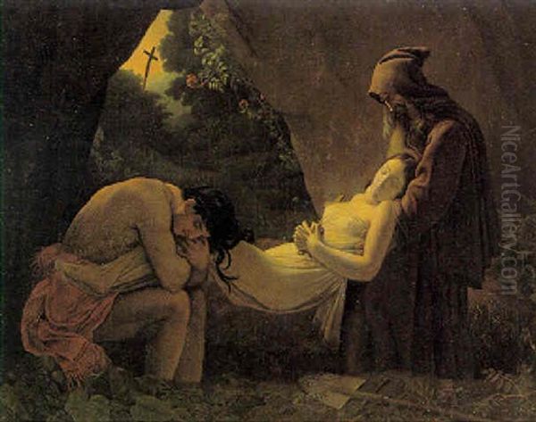 Romeo Og Julie Oil Painting by Anne-Louis Girodet de Roucy-Trioson