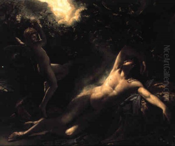 Le Sommeil D'endymion Oil Painting by Anne-Louis Girodet de Roucy-Trioson