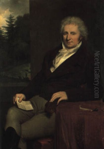 Portrait Of Baron Philippe Francois Didier Usquin Oil Painting by Anne-Louis Girodet de Roucy-Trioson