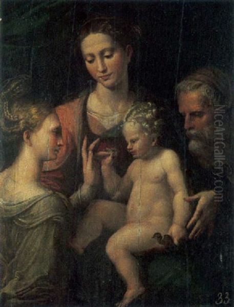 Le Mariage Mystique De Sainte Catherine Oil Painting by  Girolamo da Carpi