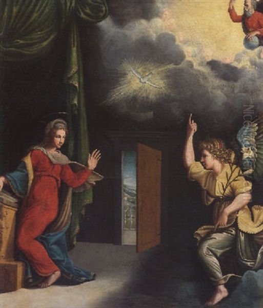 The Annunciation Oil Painting by  Girolamo da Carpi