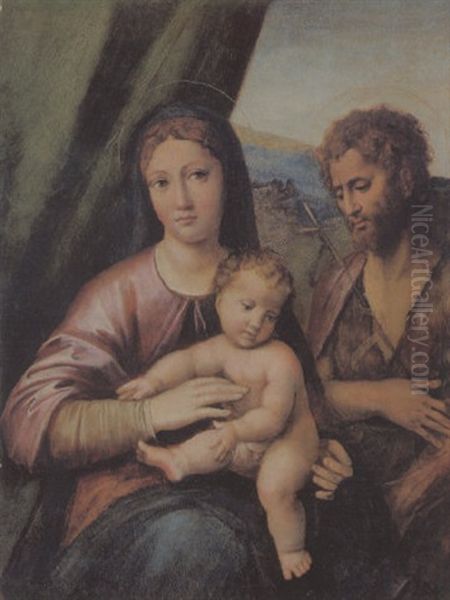 Madonna Con Bambino E San Giovanni Battista Oil Painting by  Girolamo da Carpi