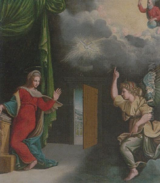 The Annunciation Oil Painting by  Girolamo da Carpi