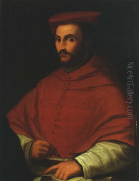 Portrait Of A Cardinal Ippolito De'medici Oil Painting by  Girolamo da Carpi