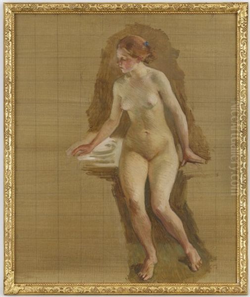 Etude De Jeune Fille Nue Ou Etude Pour Narcisse Oil Painting by Charles Giron