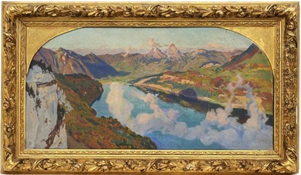 Berceau De La Confederation, Le Lac Des Quatre-cantons Oil Painting by Charles Giron