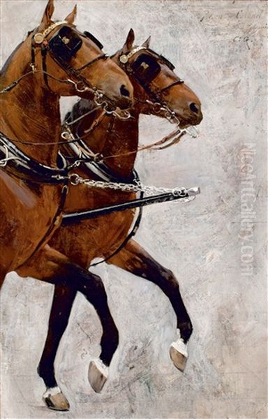 Etude De Chevaux Oil Painting by Charles Giron