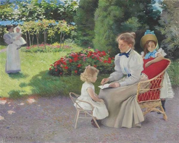 The Family Picnic Oil Painting by Charles Giron