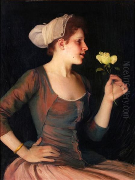 Junge Frau Mit Rose by Charles Giron