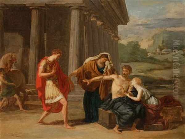 Oedipe A Colone Dans Un Encadrement Blanc Oil Painting by Jean-Antoine-Theodore Giroust