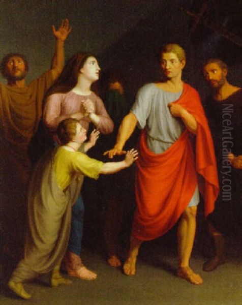 Hector's Farewell To Andromache Oil Painting by Jean-Antoine-Theodore Giroust