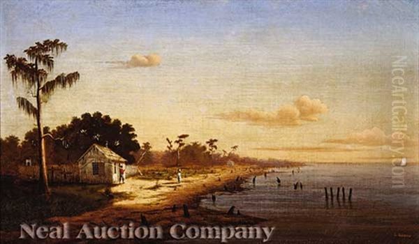 View From Spanish Fort: Lake Pontchartrain Near Bayou St. John Oil Painting by Charles Giroux