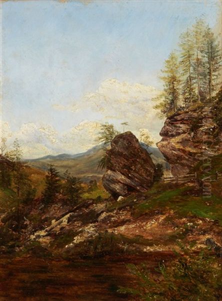 Paysage De Montagne Et Rochers Oil Painting by Andre Giroux