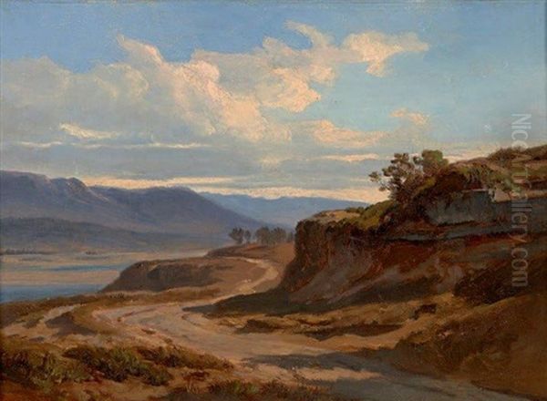 Paysage D'italie: Chemin Bordant Un Fleuve Oil Painting by Andre Giroux