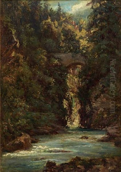 Pont Au-dessus De Gorges Oil Painting by Andre Giroux