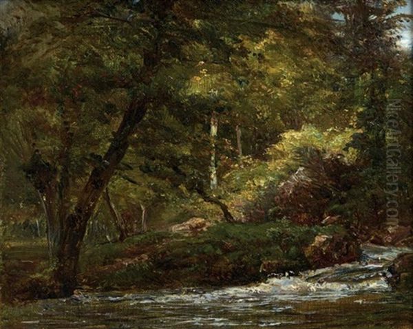 Sous-bois Et Riviere Oil Painting by Andre Giroux