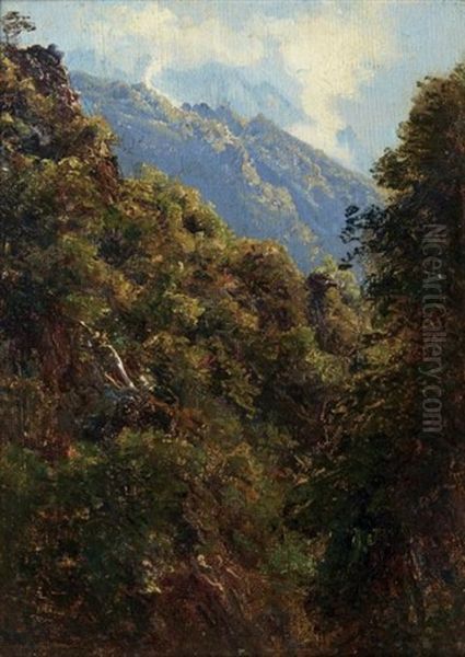 Paysage De Foret Et Montagne Oil Painting by Andre Giroux