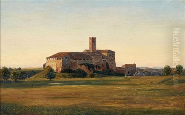 Paysage D'italie Monastere Fortifie Oil Painting by Andre Giroux