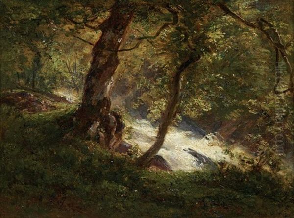 Torrent Dans La Foret Oil Painting by Andre Giroux