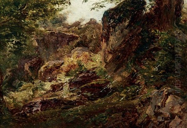 Rochers En Foret Oil Painting by Andre Giroux