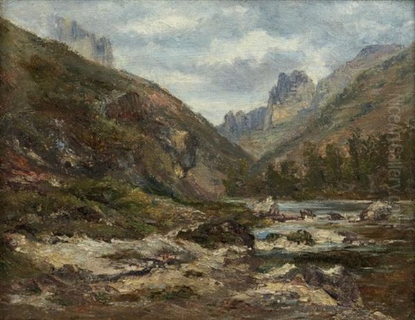 Paysage De Riviere En Montagne Oil Painting by Andre Giroux