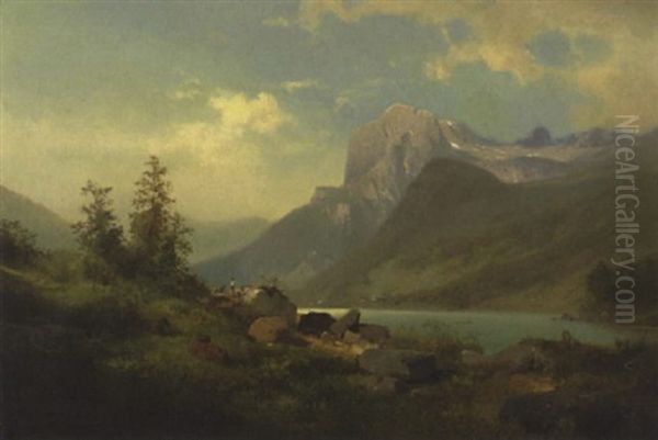 Die Muhlsturzhorner Am Hintersee - Ober Baiern Oil Painting by Bernhard Girscher