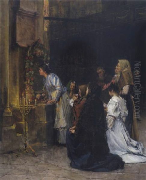 Andacht In St. Stefan Oil Painting by Josef Gisela