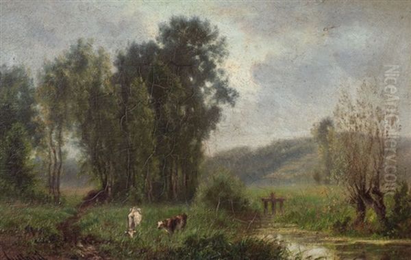 Paisaje Con Vacas Oil Painting by Alexandre-Charles-Joseph Gittard