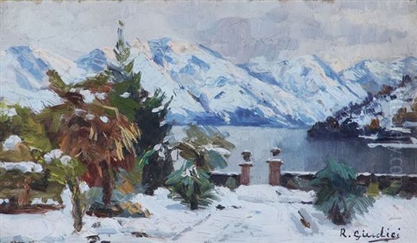 Paisaje Nevado - Italia Oil Painting by Rinaldo Giudici