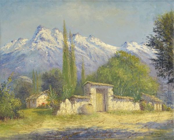 Paisaje Fondo De Montanas Oil Painting by Rinaldo Giudici