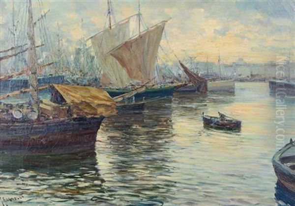 Harbor Scene Oil Painting by  Giuseppe