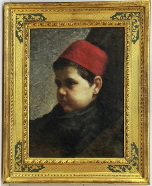 Ragazzo Con Fez Rosso Oil Painting by Guglielmo Giusti