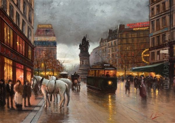 Place De Clichy In Paris Oil Painting by Fausto Giusto