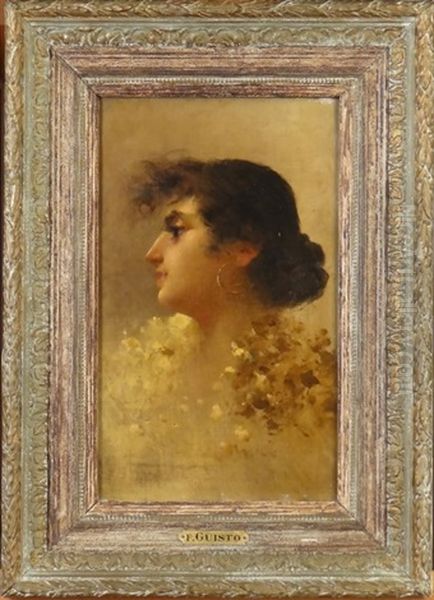 Portrait De Femme De Profil Oil Painting by Fausto Giusto