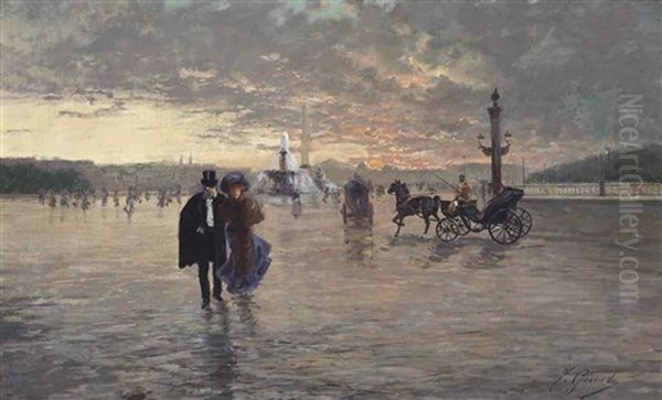 Place De La Concorde, Paris Oil Painting by Fausto Giusto