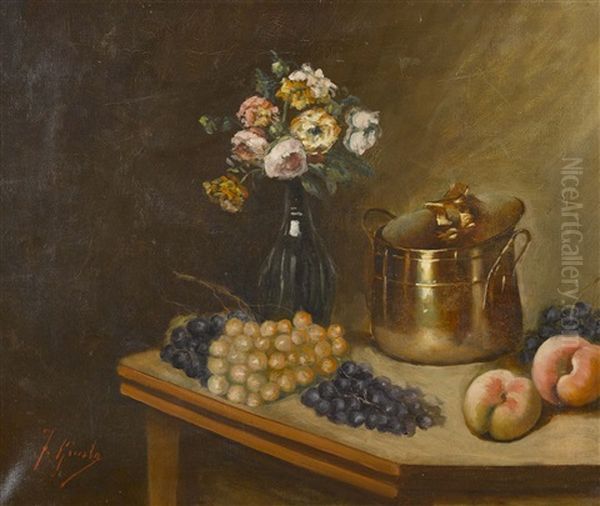 Stillleben Mit Fruchten Und Blumen Oil Painting by Fausto Giusto