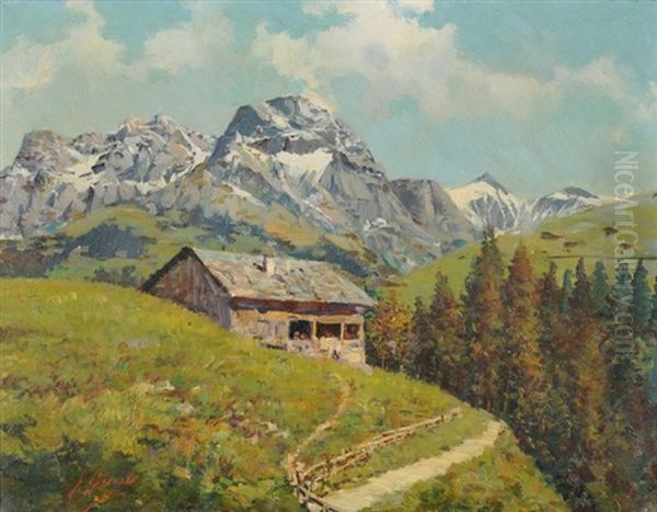 Haus In Der Stigelschwand Adelboden Oil Painting by Fausto Giusto