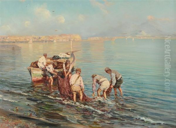 Fischer Am Strand Oil Painting by Fausto Giusto